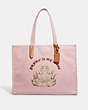 COACH®,TOTE 42 IN 100 PERCENT RECYCLED CANVAS,X-Large,Brass/Peach Skin,Front View
