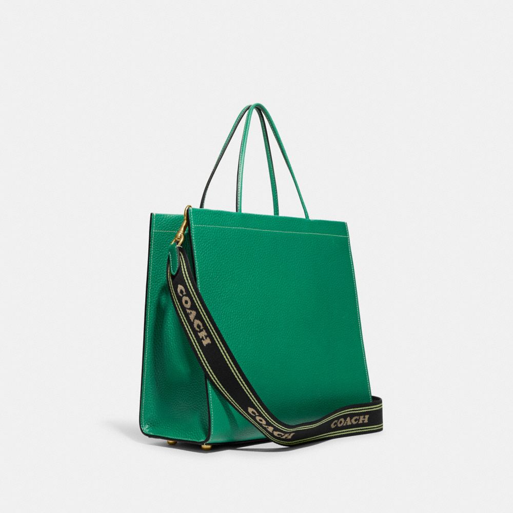 COACH®,CASHIN CARRY 32 IN REGENERATIVE LEATHER,Large,Brass/Green,Angle View