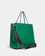 COACH®,CASHIN CARRY 32 IN REGENERATIVE LEATHER,Large,Brass/Green,Angle View