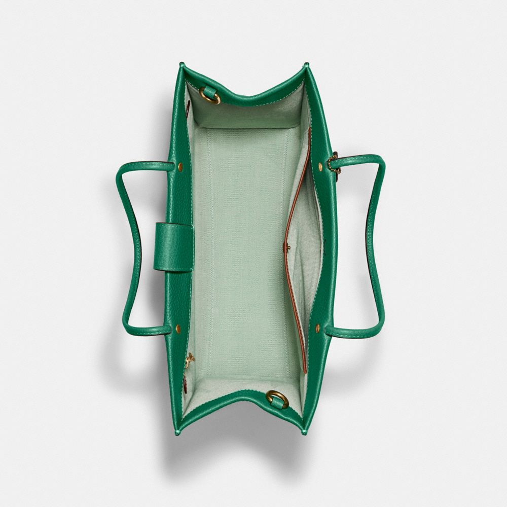 COACH®,CASHIN CARRY 32 IN REGENERATIVE LEATHER,Large,Brass/Green,Inside View,Top View