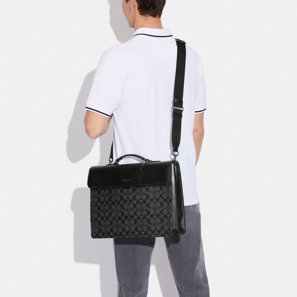 COACH®,Graham Flap Brief In Signature Canvas,,Detail View