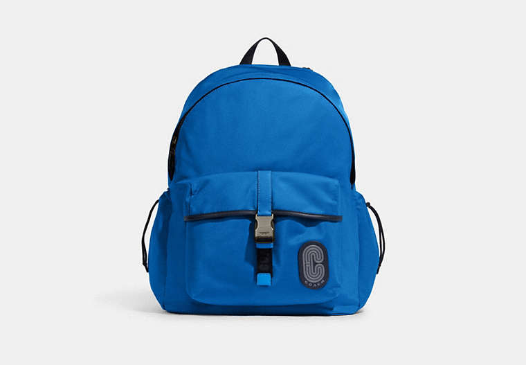 COACH®,MAX BACKPACK,Nylon,Large,Gunmetal/Bright Blue,Front View