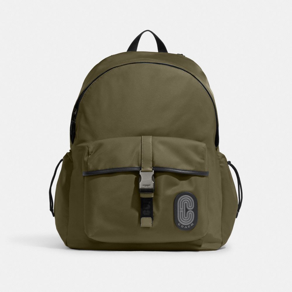 COACH®,MAX BACKPACK,Large,Gunmetal/Olive Drab,Front View