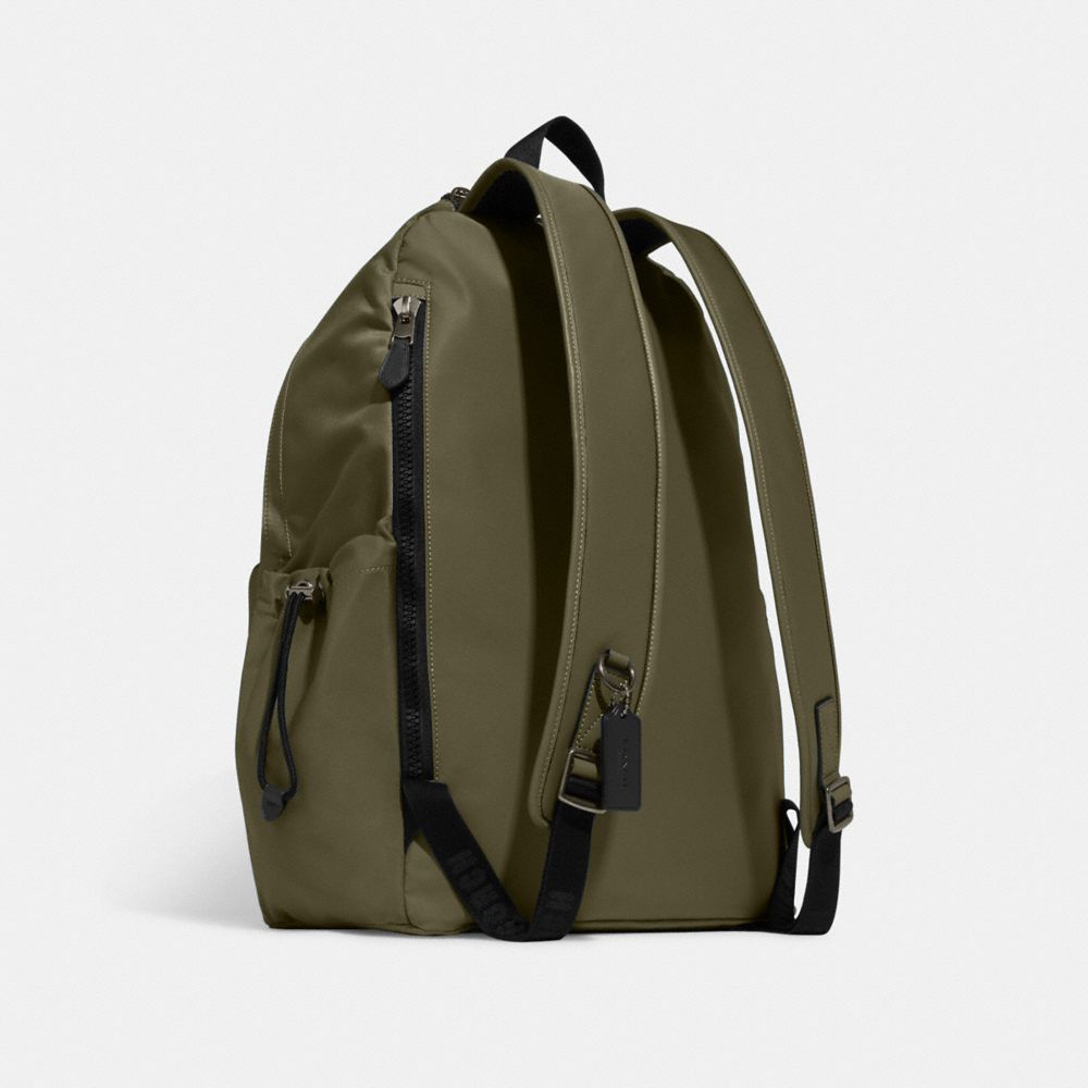 COACH®,SAC À DOS MAX,Nylon,Bronze industriel/Olive terne,Angle View