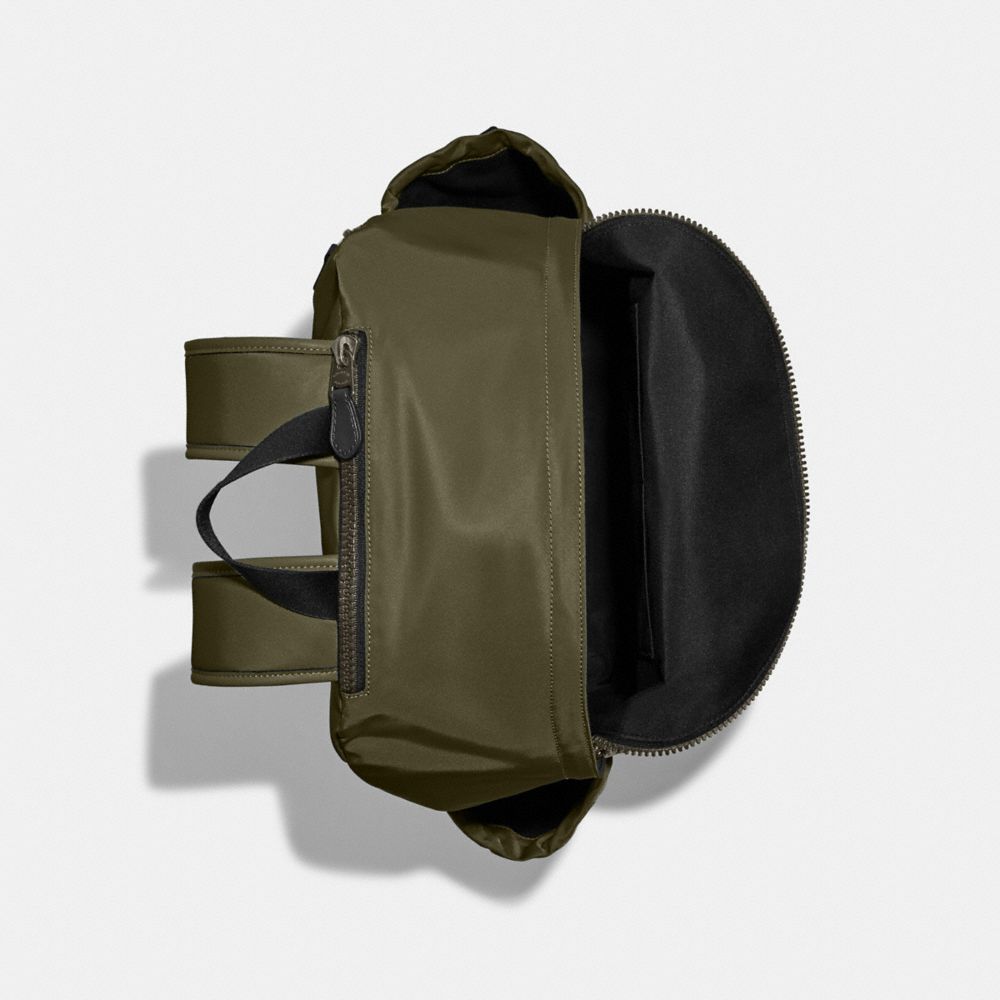 COACH®,MAX BACKPACK,Large,Gunmetal/Olive Drab,Inside View,Top View