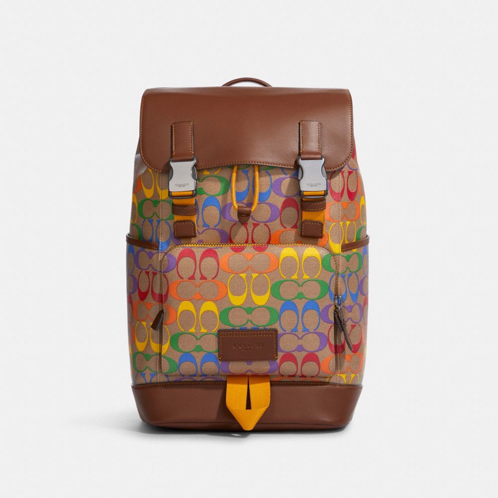 Track Backpack In Rainbow Signature Canvas