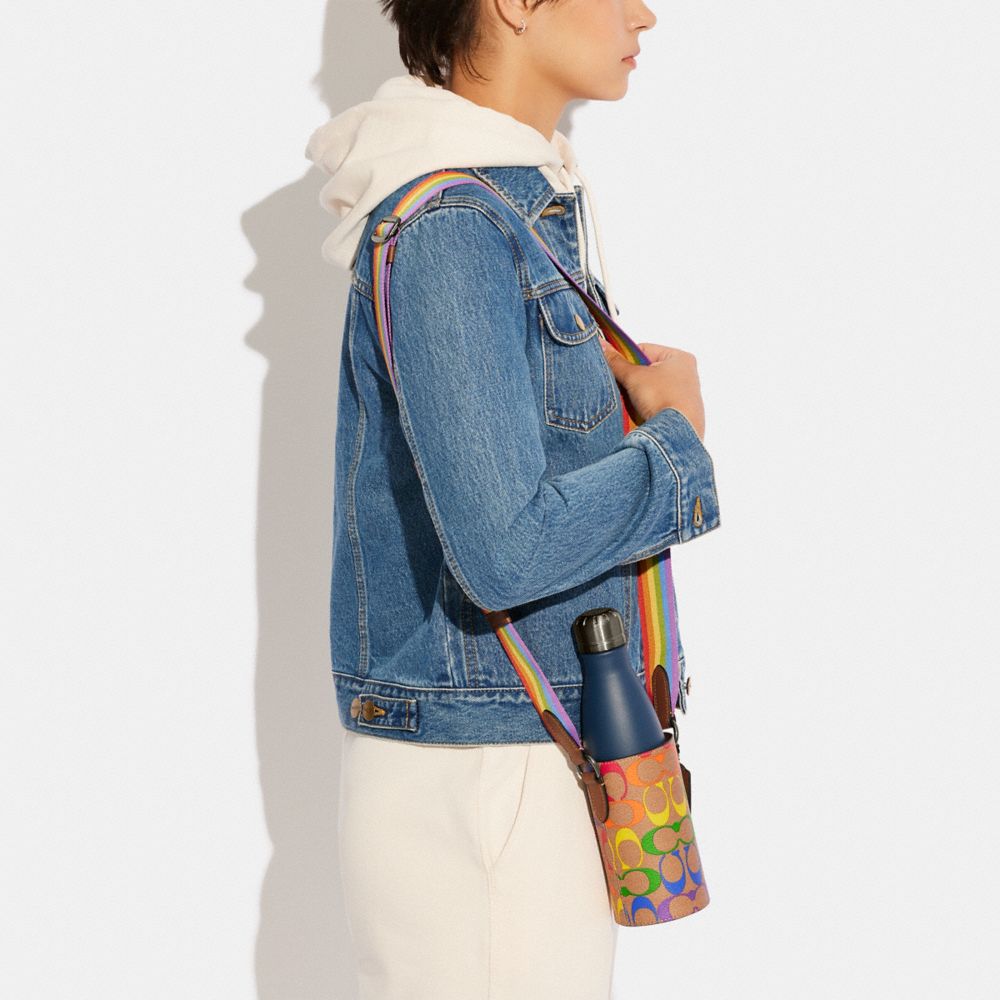 Water Bottle Crossbody In Rainbow Signature Canvas