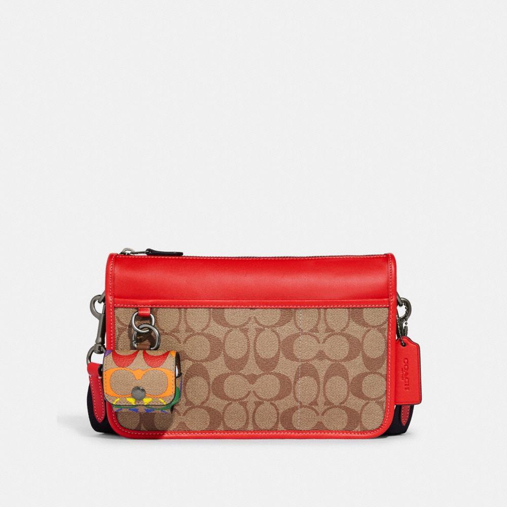 Large Wireless Earbud Pro Case In Rainbow Signature Canvas