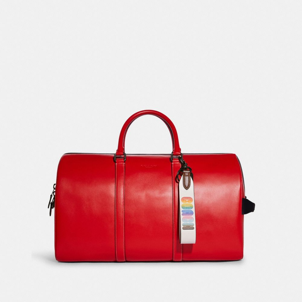 COACH®,Loop Key Fob With Rainbow Coach,,Angle View