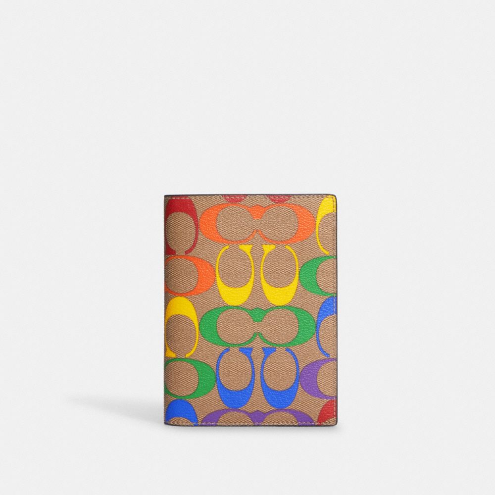 Passport Case In Rainbow Signature Canvas