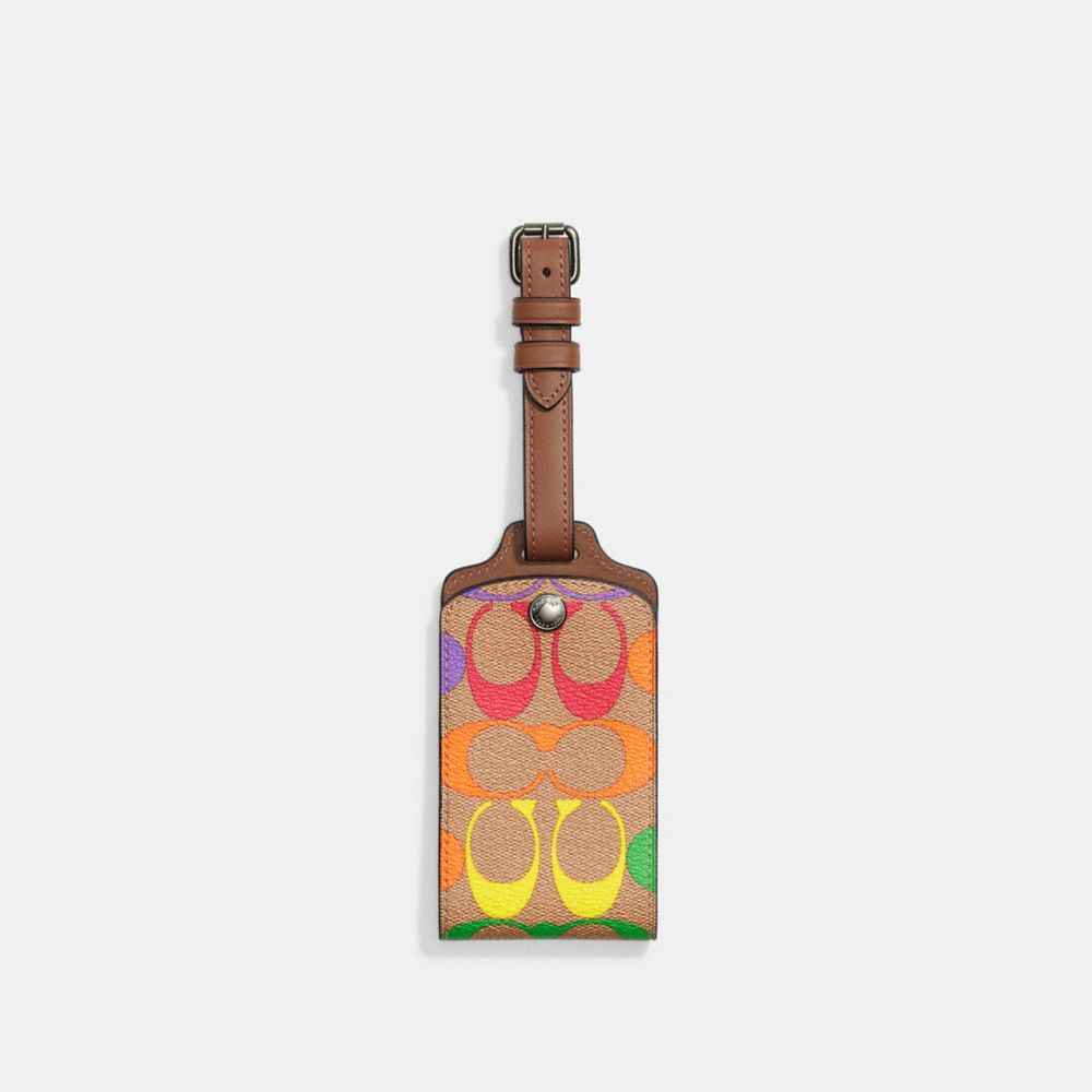 COACH Luggage Tag In Rainbow Signature Canvas