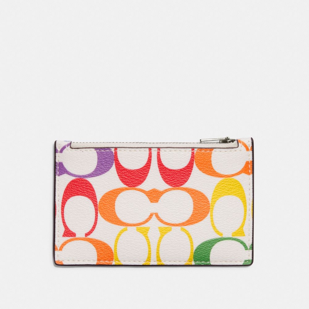 Coach Multifunction Card Case In Rainbow Signature Canvas