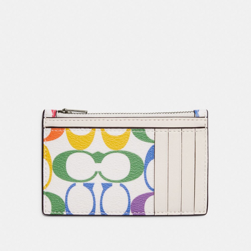 COACH Card Case Rainbow Signature Canvas Wallet