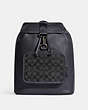 COACH®,SULLIVAN BACKPACK IN SIGNATURE CANVAS,Pebbled Leather,Large,Gunmetal/Black/Charcoal,Front View