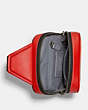 COACH®,SULLIVAN PACK IN SIGNATURE LEATHER,Smooth Calf Leather,Mini,Gunmetal/Miami Red,Inside View,Top View