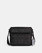 COACH®,SULLIVAN FLAP CROSSBODY IN SIGNATURE CANVAS,Pebbled Leather,Gunmetal/Black/Charcoal,Front View