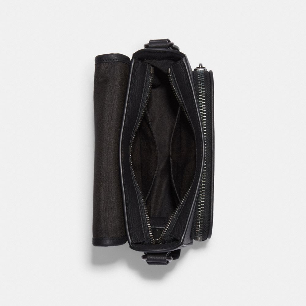 COACH®,SULLIVAN FLAP CROSSBODY BAG IN SIGNATURE CANVAS,Pebbled Leather,Medium,Gunmetal/Black/Charcoal,Inside View,Top View