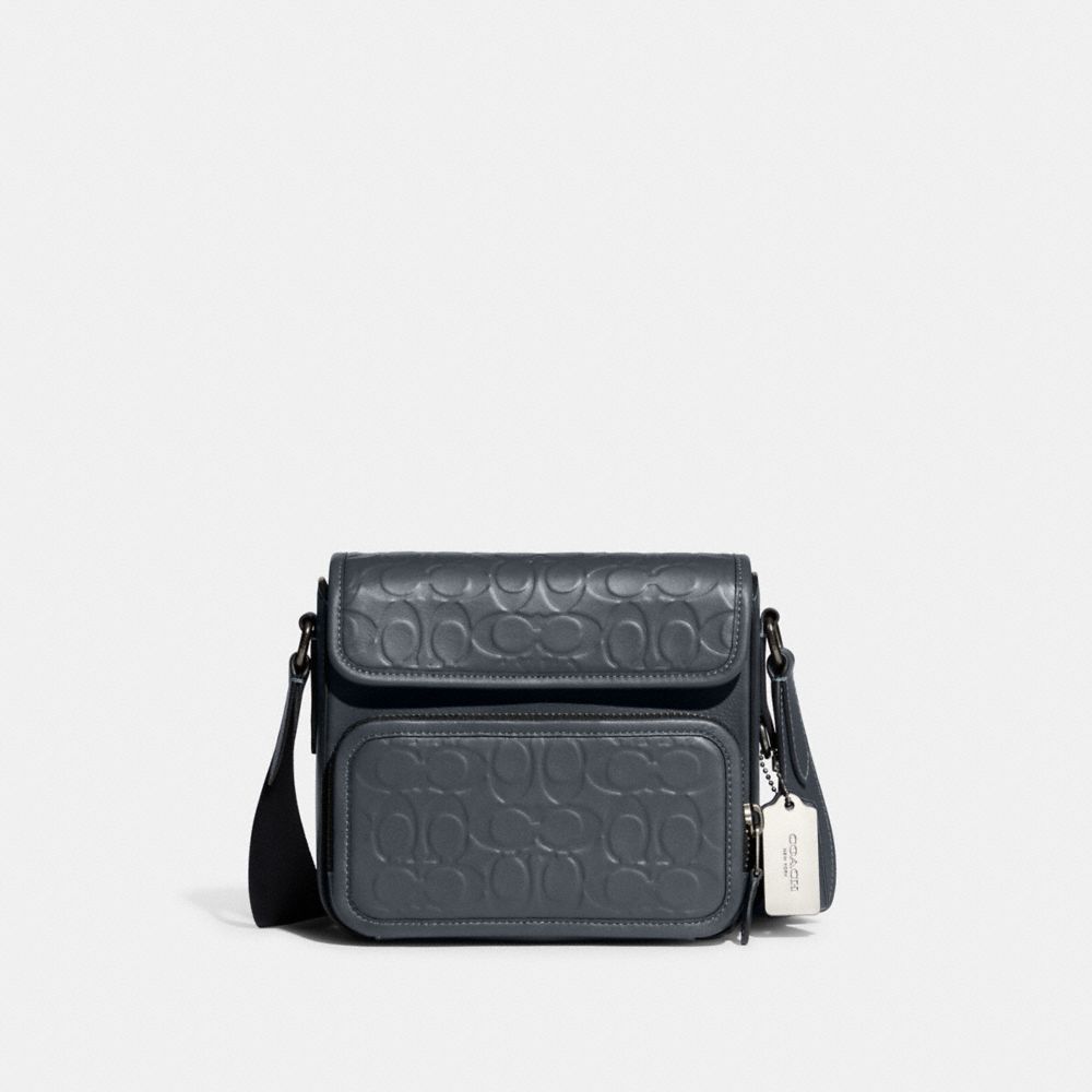 Coach Sullivan Signature Crossbody Man Bag In Signature Black