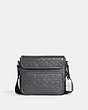 COACH®,SULLIVAN FLAP CROSSBODY IN SIGNATURE LEATHER,Smooth Calf Leather,Medium,Gunmetal/Industrial Grey,Front View