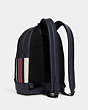 COACH®,THOMPSON BACKPACK IN SIGNATURE JACQUARD WITH STRIPES,Large,Gunmetal/Midnight/Red Multi,Angle View