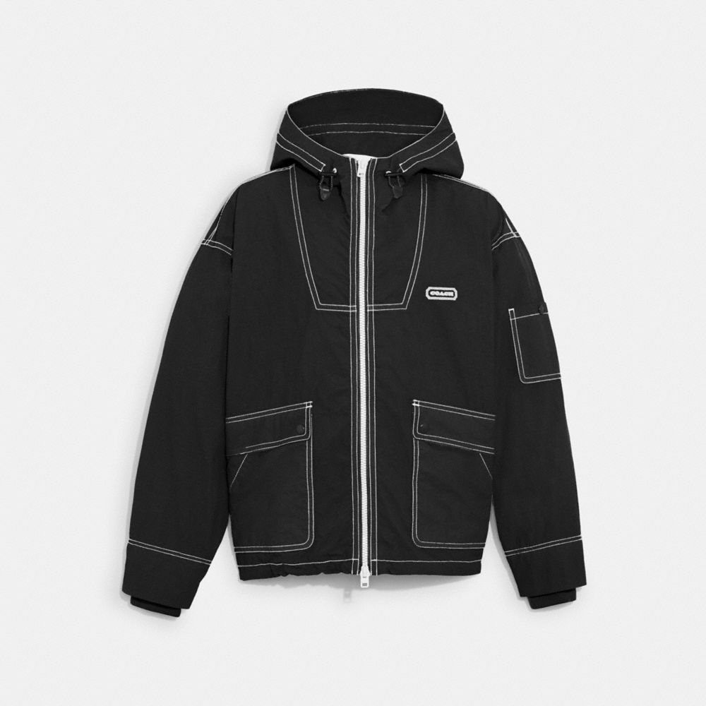 COACH®,LIGHTWEIGHT WINDBREAKER,Washed Black,Front View