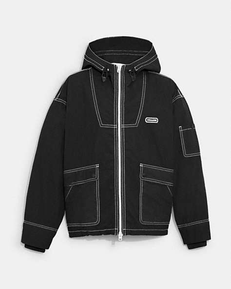 COACH®,LIGHTWEIGHT WINDBREAKER,Washed Black,Front View