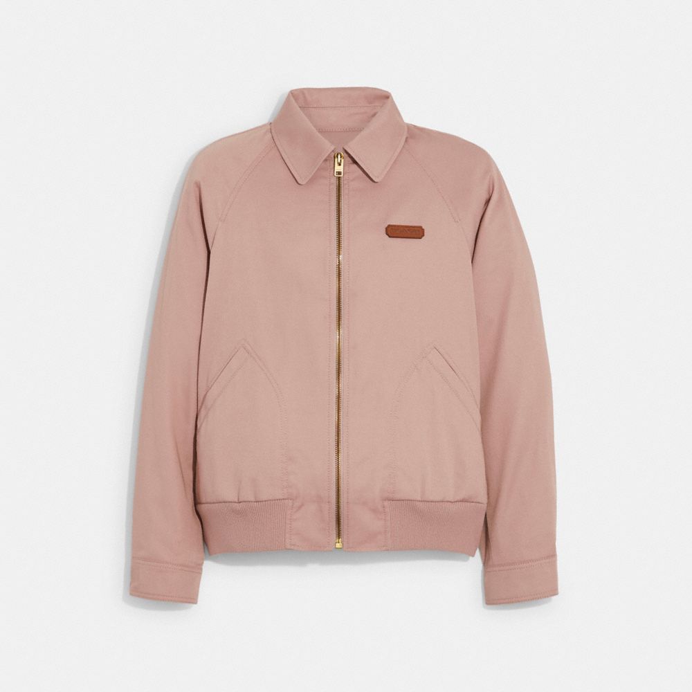 COACH®,VESTE HARRINGTON,coton/polyester,Rose poudré,Front View