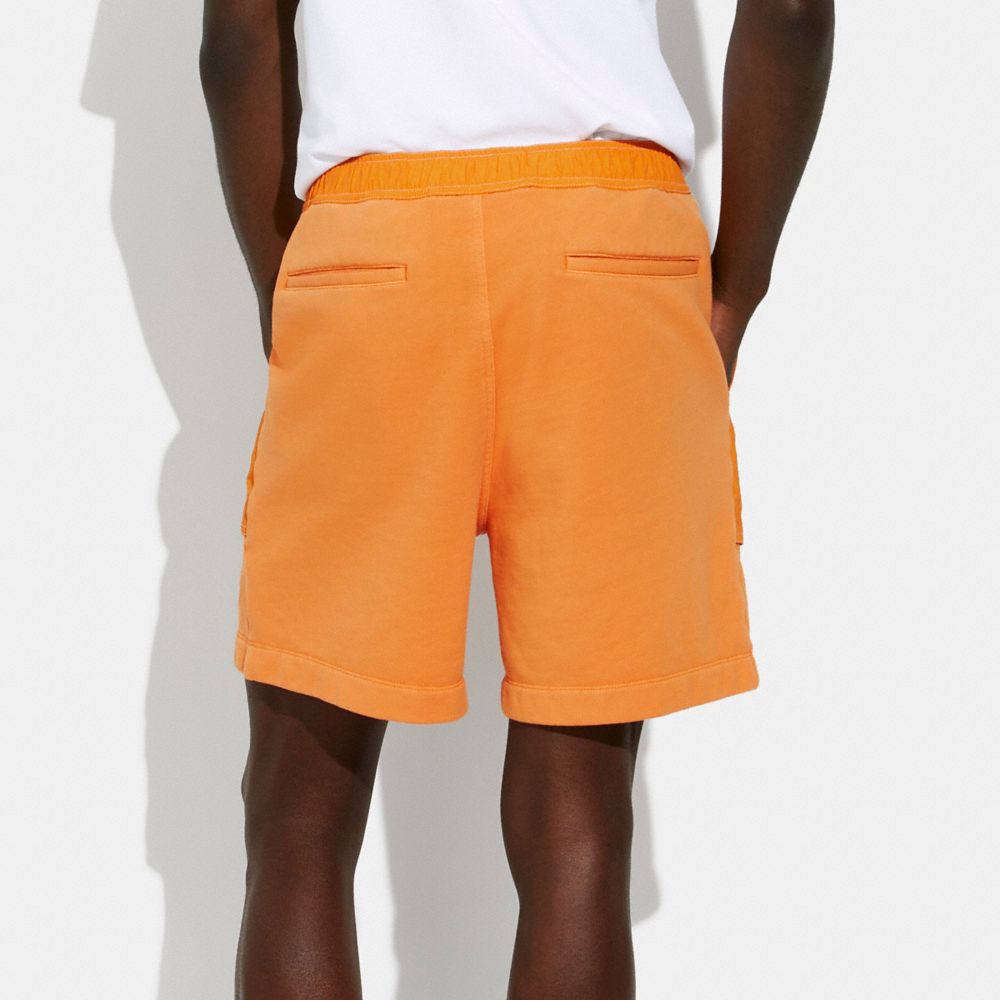 COACH®,Mixed Material Shorts,Polyester,Cotton,Straight,Sweat Short,Cargo,Lounge,Orange,Scale View