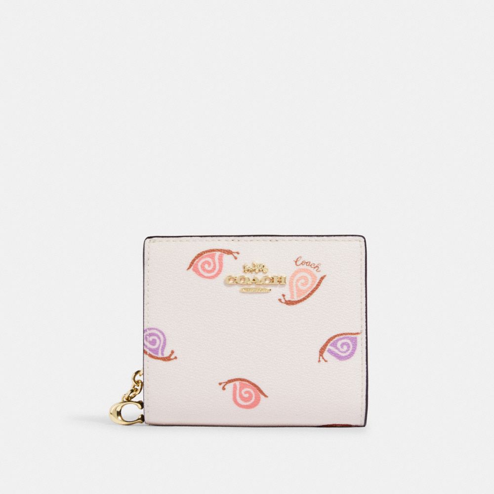 Coach Outlet L Zip Card Case With Snail Print in White