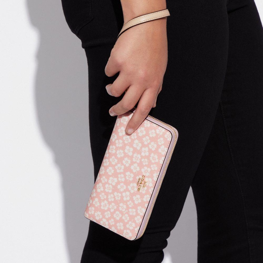 Long Zip Around Wallet With Graphic Ditsy Floral Print