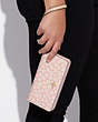 COACH®,LONG ZIP AROUND WALLET WITH GRAPHIC DITSY FLORAL PRINT,Mini,Gold/Pink Multi,Detail View