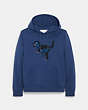 COACH®,PATCHWORK REXY HOODIE IN ORGANIC COTTON,cotton,Deep Blue,Front View