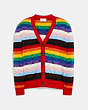COACH®,RAINBOW SIGNATURE CARDIGAN,cotton,Rainbow,Front View