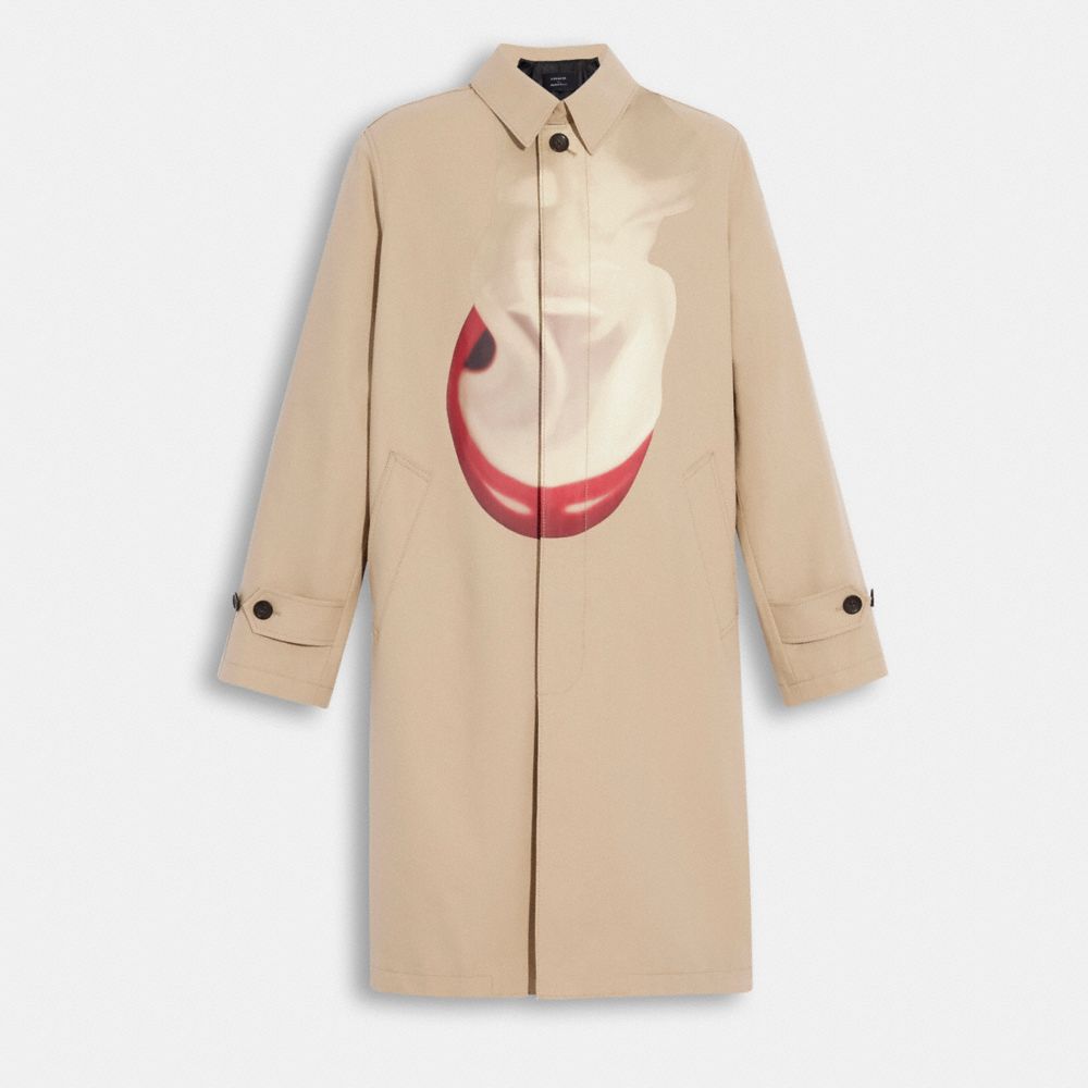 COACH®,COACH X TOM WESSELMANN TRENCH COAT IN ORGANIC COTTON,Khaki,Front View