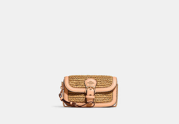 COACH®,KLEO CROSSBODY,Straw,Mini,Gold/Natural/Faded Blush,Front View
