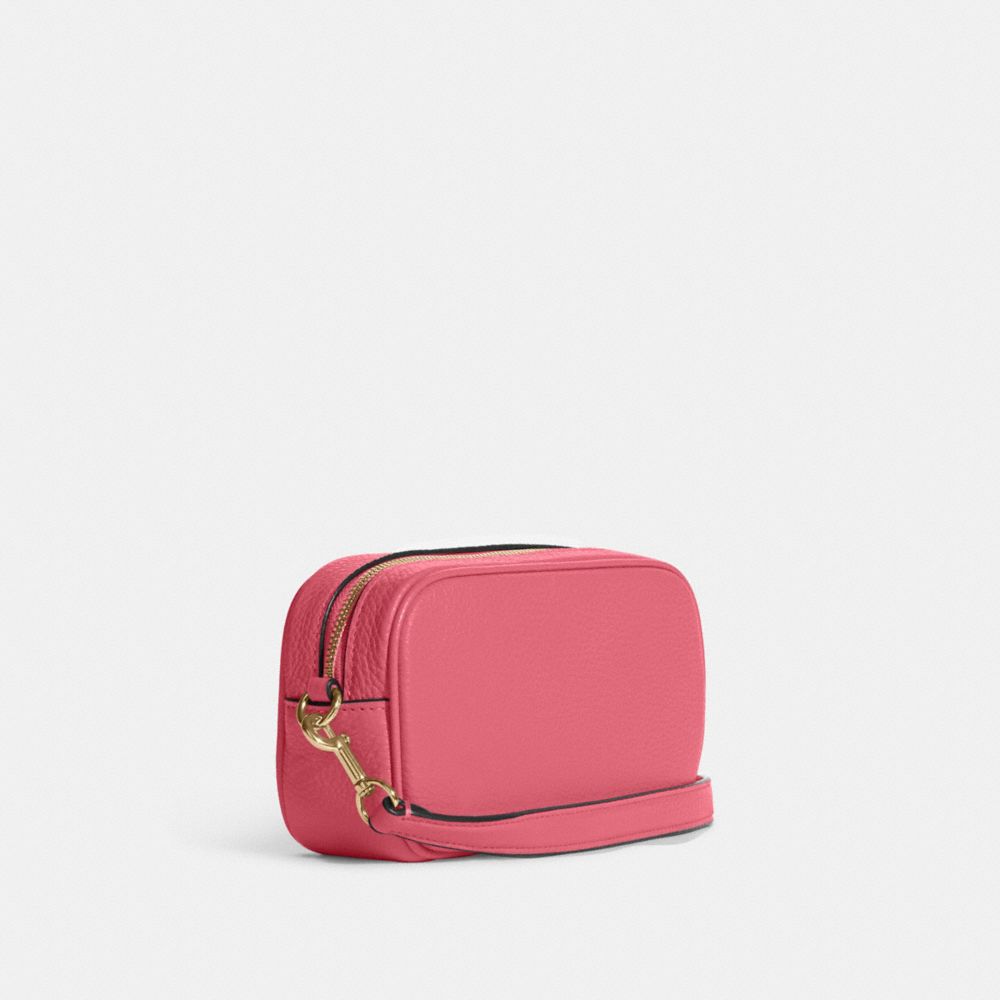 COACH®,JAMIE WRISTLET,Pebbled Leather,Small,Gold/Watermelon,Angle View