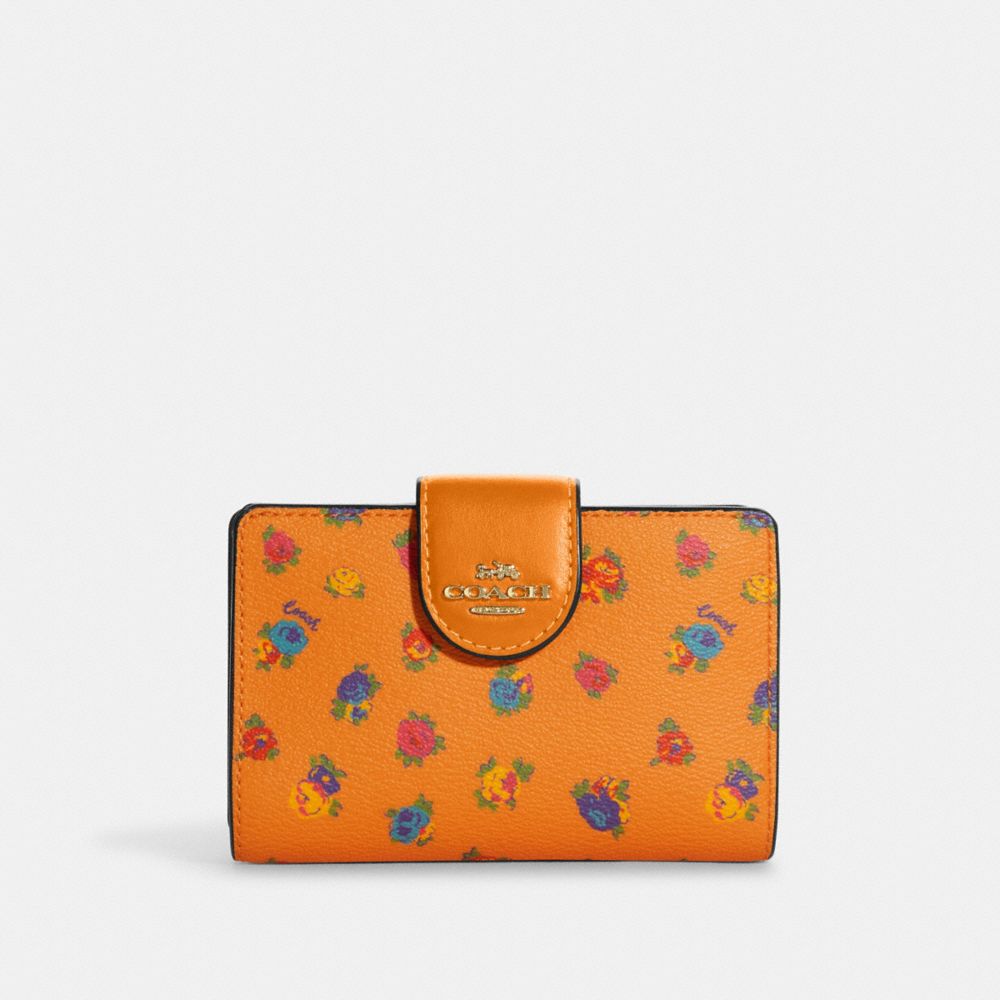 COACH OUTLET® | Medium Corner Zip Wallet With Mini Vintage Rose Print