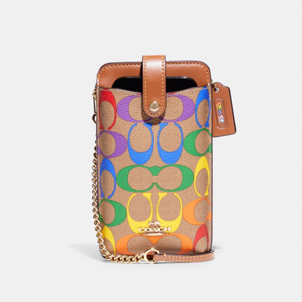 COACH®  Phone Crossbody In Rainbow Signature Canvas