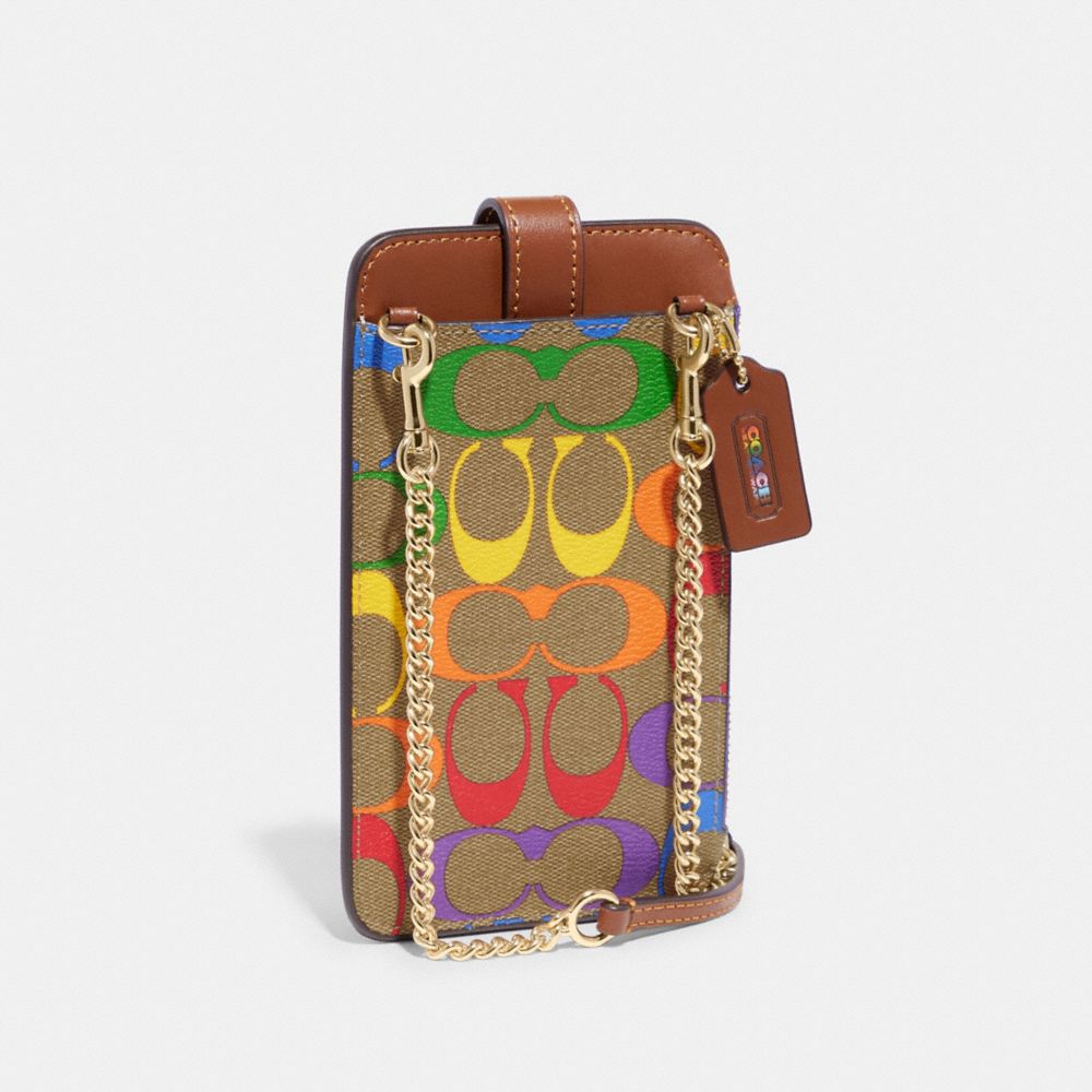 COACH Phone Crossbody In Rainbow Signature Canvas