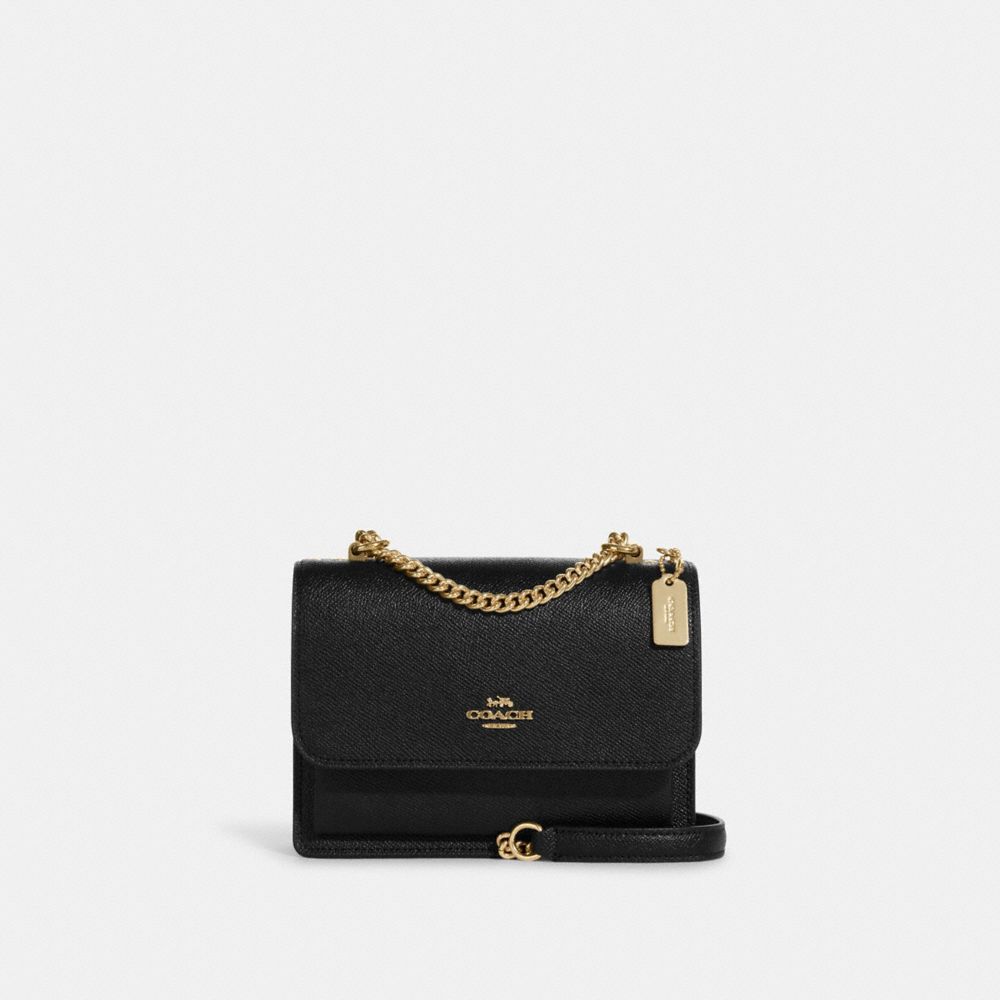 COACH®,MINI KLARE CROSSBODY,Crossgrain Leather,Anniversary,Gold/Black,Front View