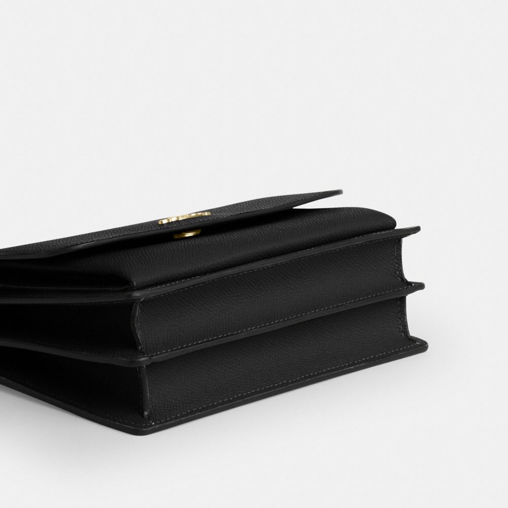 COACH®,Mini Klare Crossbody,Leather,Crossbody,Gusset,Gold Metal,Day Party,Black,Outsole View