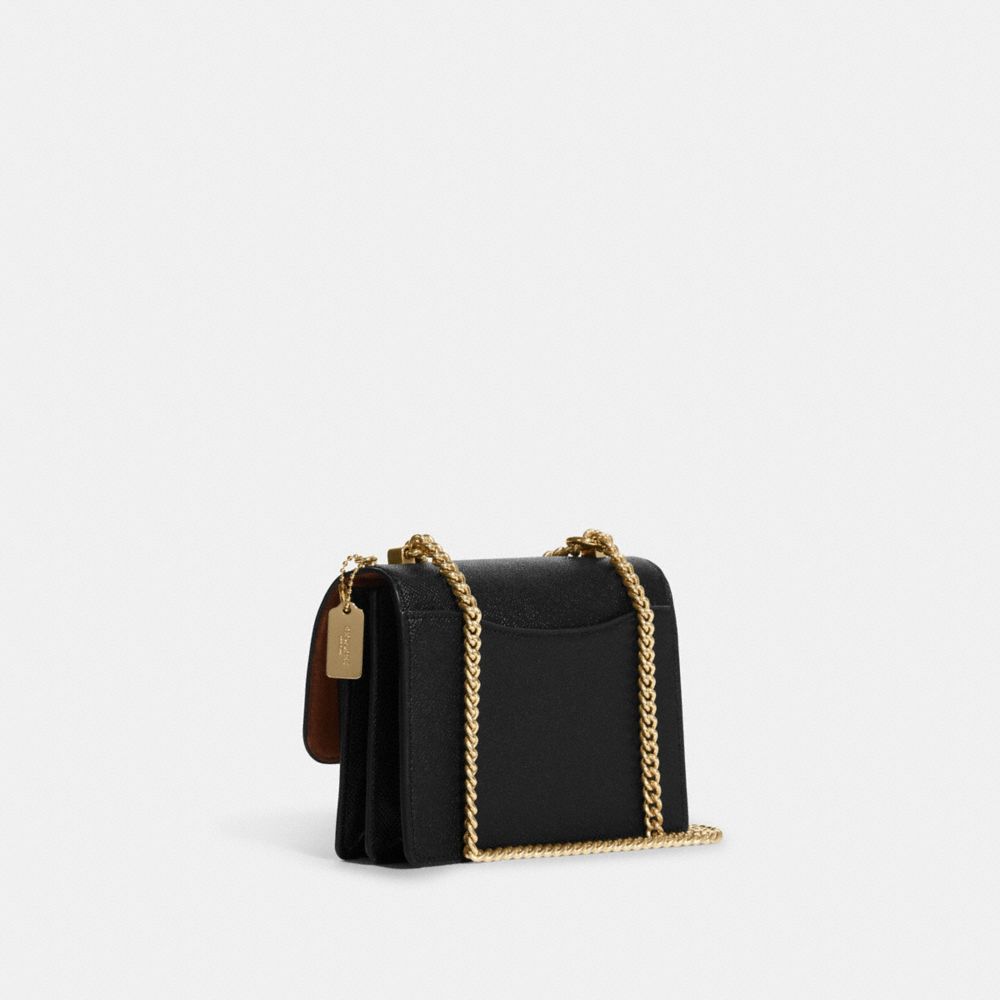 COACH®,MINI KLARE CROSSBODY,Crossgrain Leather,Anniversary,Gold/Black,Angle View