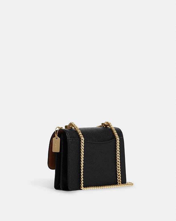 Black Crossbody Bag Gold Studded Chain Strap for India