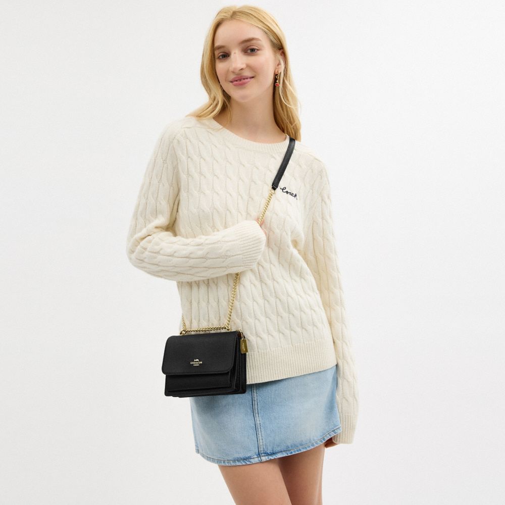 COACH®,Mini Klare Crossbody,Leather,Crossbody,Gusset,Gold Metal,Day Party,Black