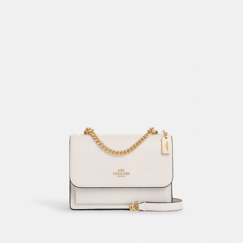 COACH®,MINI KLARE CROSSBODY,Crossgrain Leather,Mini,Anniversary,Gold/Chalk,Front View