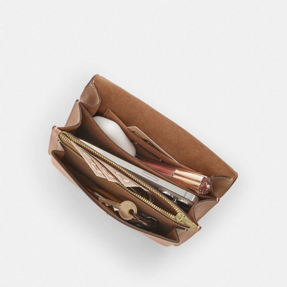 COACH®,MINI KLARE CROSSBODY,Cuir Cross-grain,Or/Taupe,Inside View,Top View