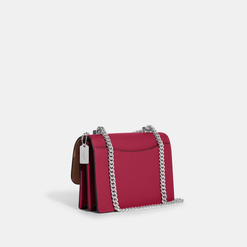 COACH®,MINI KLARE CROSSBODY,Crossgrain Leather,Mini,Anniversary,Silver/Bright Violet,Angle View