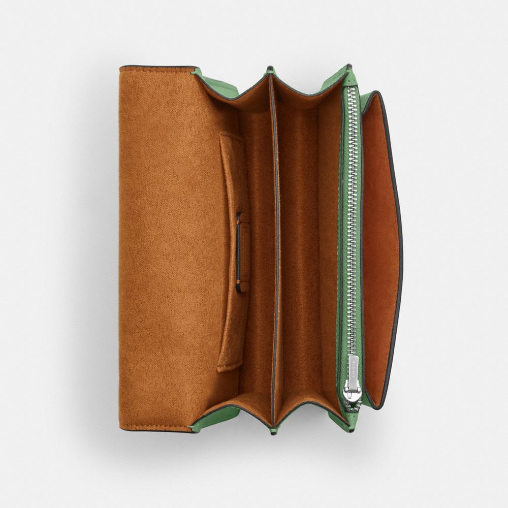 COACH®,MINI KLARE CROSSBODY,Crossgrain Leather,Anniversary,Silver/Soft Green,Inside View,Top View