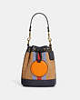 COACH®,MINI DEMPSEY BUCKET BAG WITH COACH PATCH,Small,Gold/Natural Multi,Front View