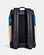 COACH®,TRACK BACKPACK IN COLORBLOCK WITH COACH,X-Large,Gunmetal/Bright Blue/Chalk Multi,Back View